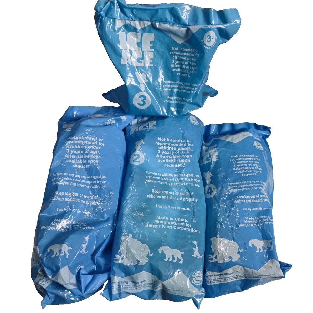 2002 Burger King Ice Age Kids Meal Toys Lot of 4 Sealed NIP Movie Promo #2 #2 #3